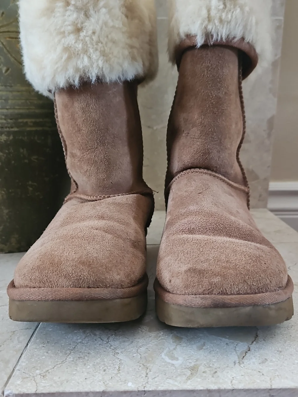 UGG Chestnut Suede Shearling Cuff Winter Boots